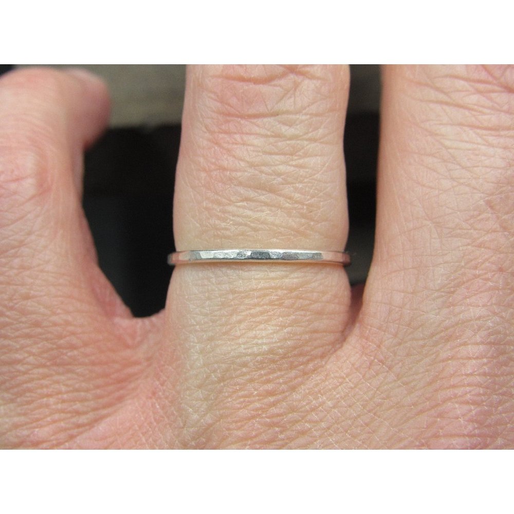 Size 6.5 Sterling Silver Dainty Subtle Hammered Band Ring